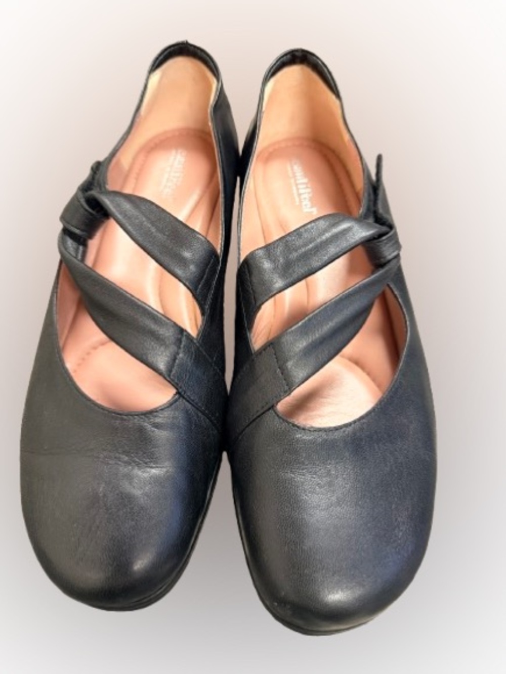 BeautiFeel Black Leather Mary Jane Flats Criss Cross Comfort Shoes EU 41 US 10.5